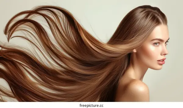 Brunette woman with long flowing hair