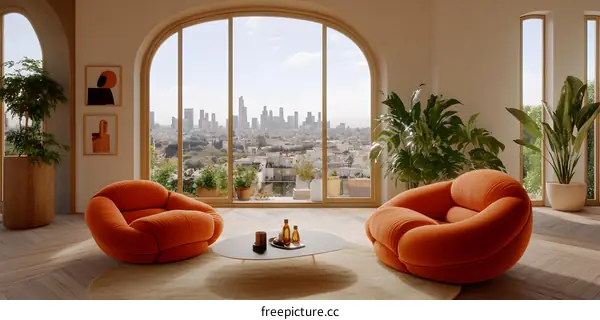 Modern Interior Design with Cityscape View