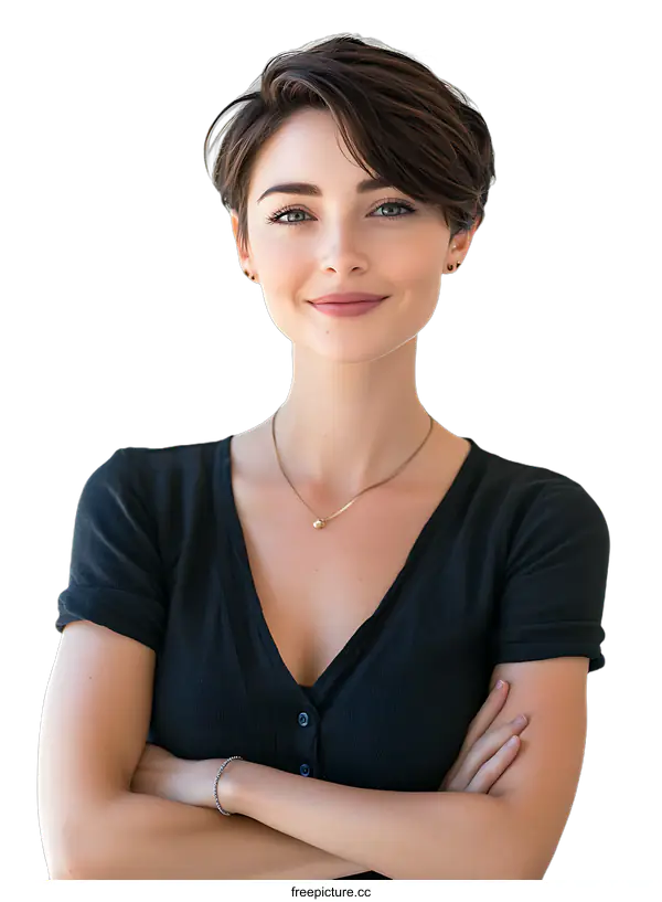 [Transparent Background PNG]Portrait of a Confident Woman