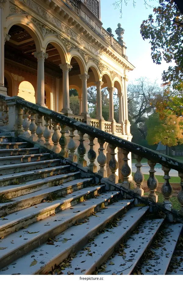 Stone Staircase Leading to an Ornate Building