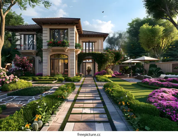 Design效果图 ofヨーロピアンスタイルのヴィラガーデン