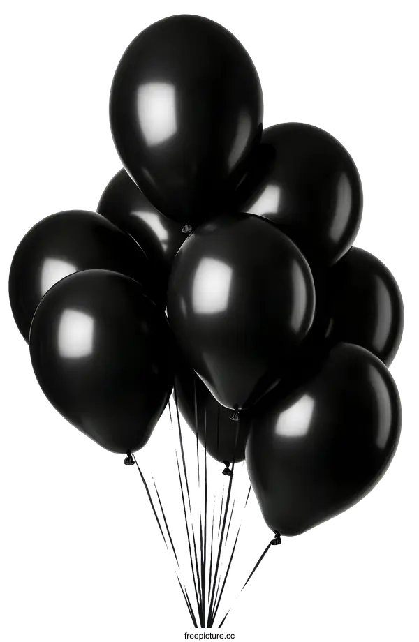 [Transparent Background PNG]A Bunch of Glossy Black Balloons