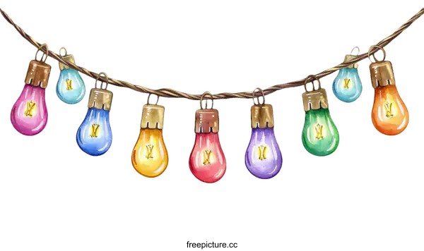 [Transparent Background PNG]Colorful Christmas Fairy Lights Illustration