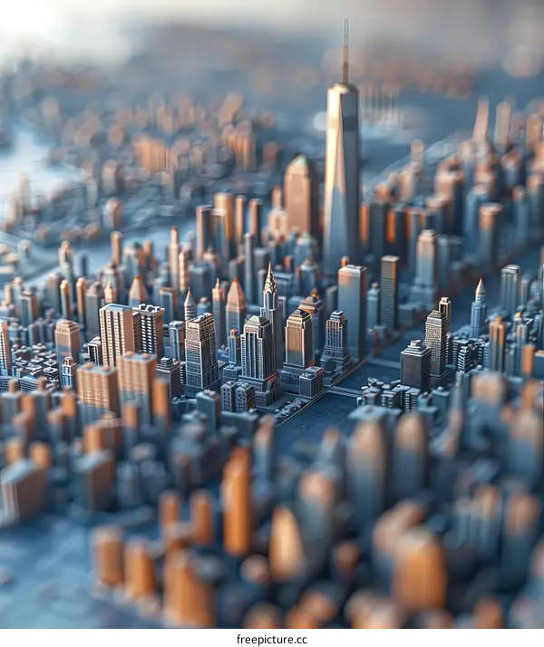 Digital Art Illustration of a Modern City Skyline