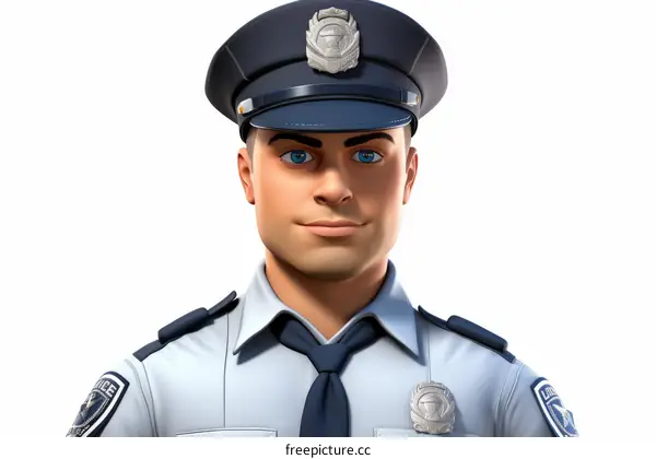 3D illustration of a police officer