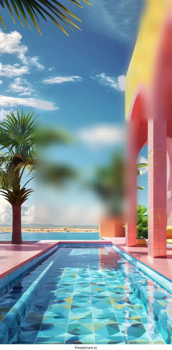 Tropical Oasis: Palm-Lined Poolside Retreat