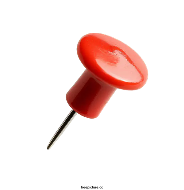 [Transparent Background PNG]Close Up Red Push Pin on White Background