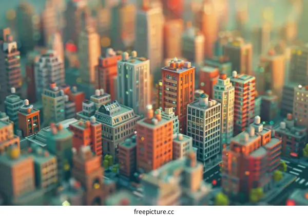 Pixelated Cityscape Illustration