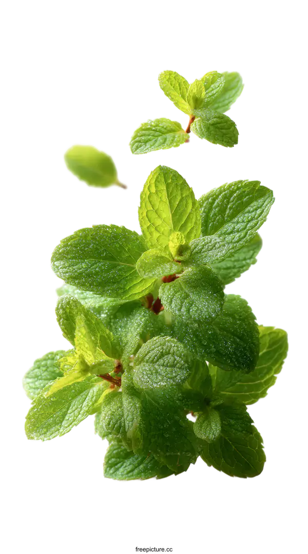 [Transparent Background PNG]Fresh Mint Leaves in Studio Lighting