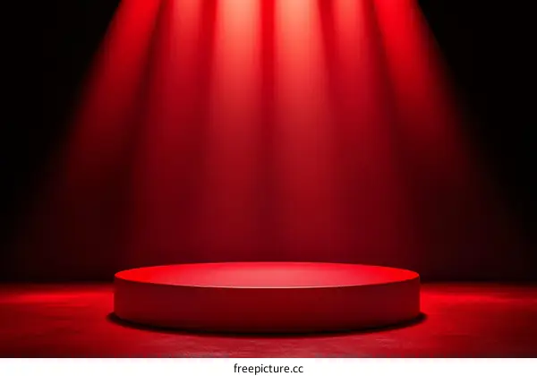 Red Stage Podium  Empty Stage for Product Presentation