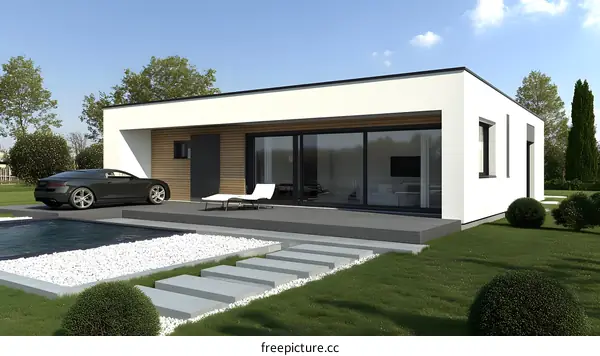 Modern Minimalist House with Swimming Pool and Landscaping