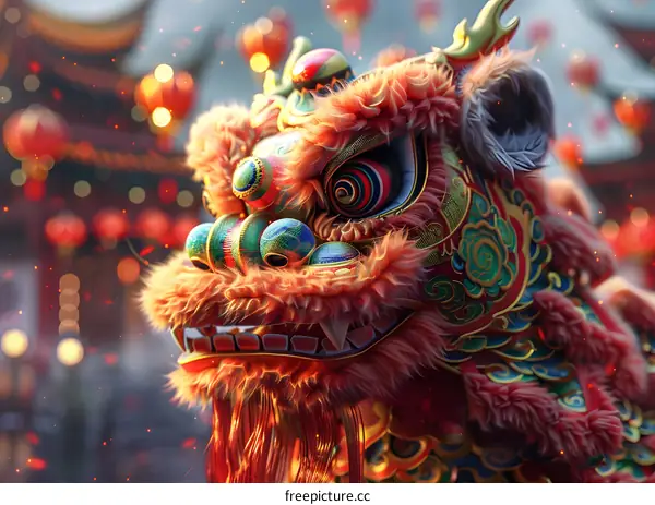 Lion dance performance during the Spring Festival