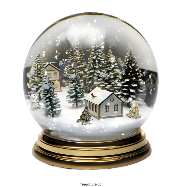 [Transparent Background PNG]Snow Globe With Miniature Winter Village Scene