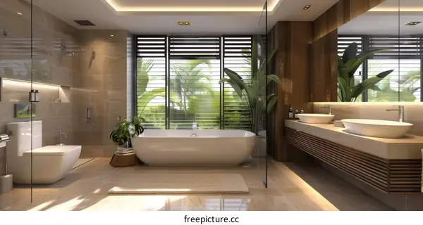 Modern Luxurious Tropical Bathroom Interior Design