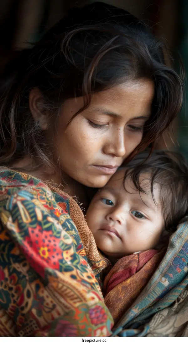 A woman and her child in a developing country