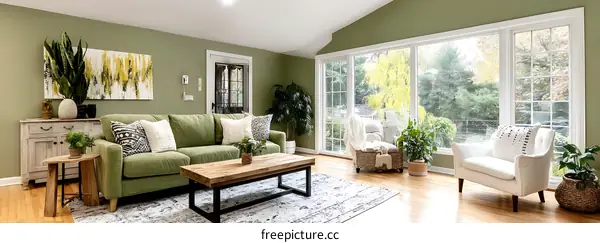 Modern Living Room with Large Windows