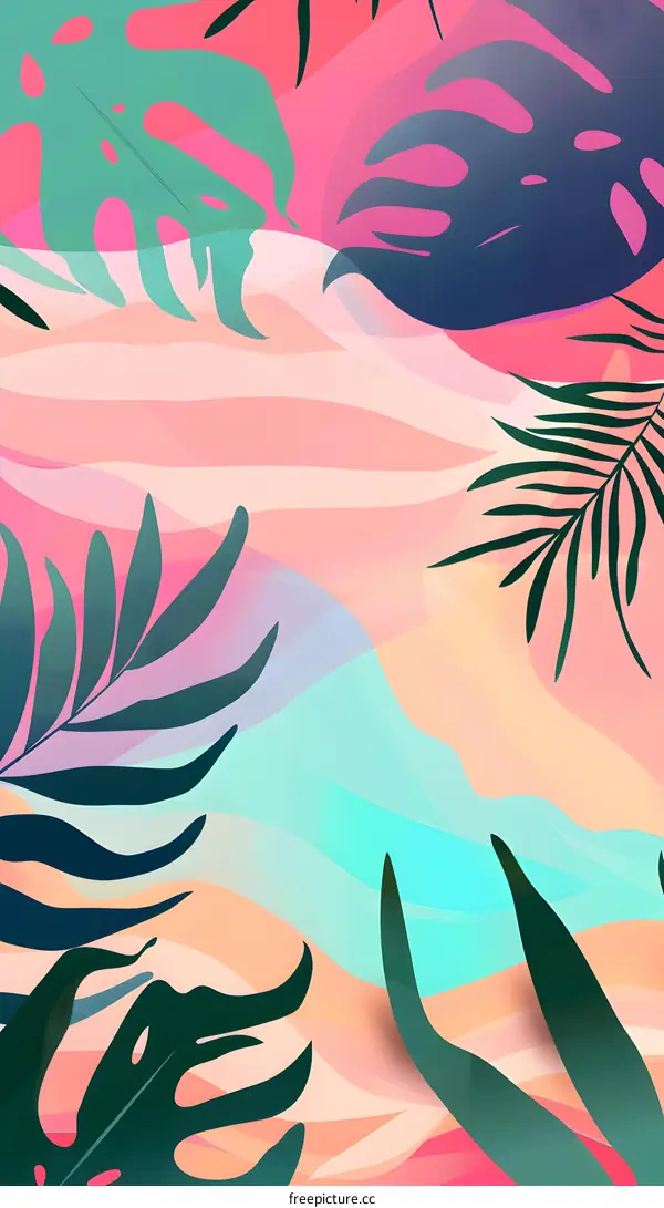 Tropical Abstract Background with Pink and Blue Color Palette