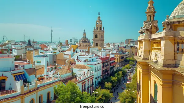 Overlooking the beautiful city of Seville, Spain