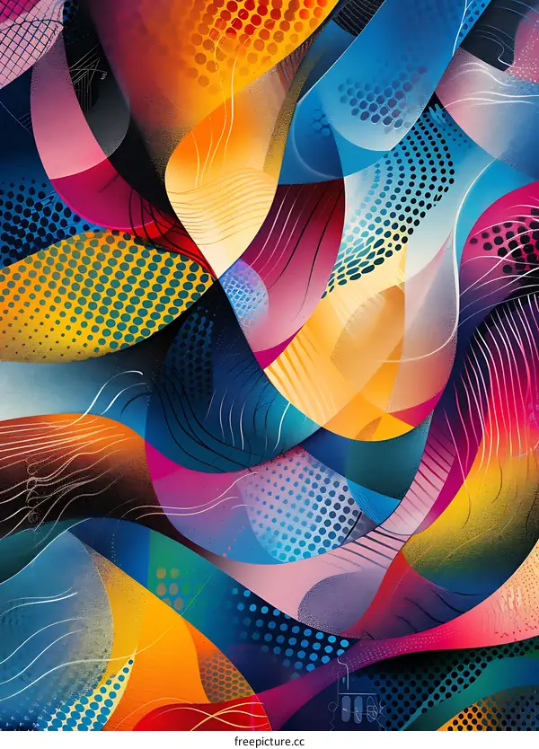 Colorful abstract painting with geometric shapes