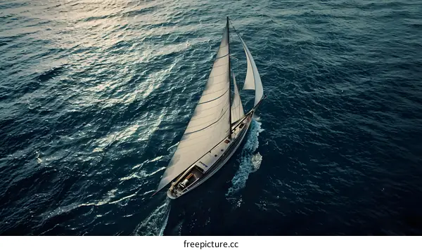 A sailboat is sailing on the sea