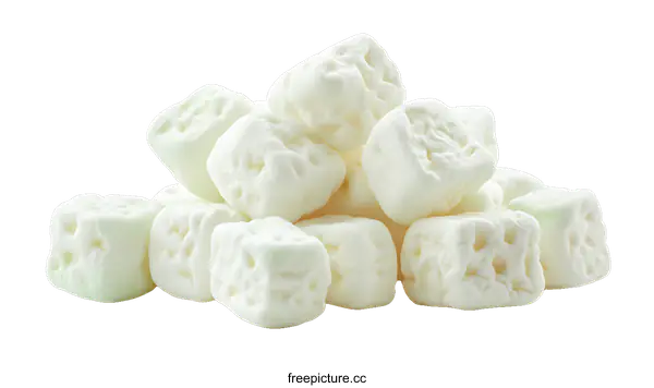 [Transparent Background PNG]Pile of White Square Marshmallows
