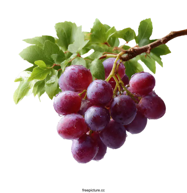 [Transparent Background PNG]Fresh Red Grapes on Branch