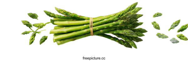 [Transparent Background PNG]Fresh Asparagus Bundle Isolated on White Background