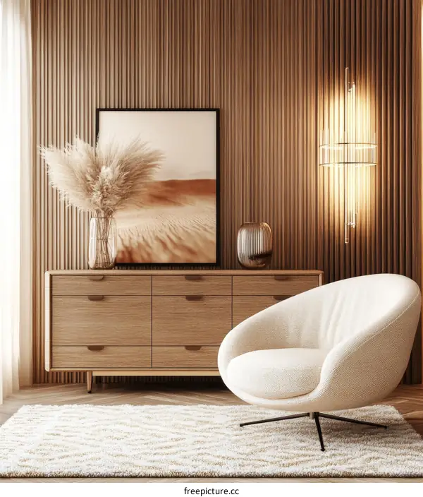 Modern Beige Living Room Interior Design Illustration