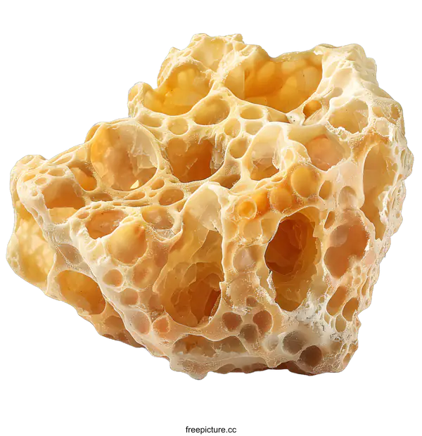 [Transparent Background PNG]Porous Yellow Stone on White Background