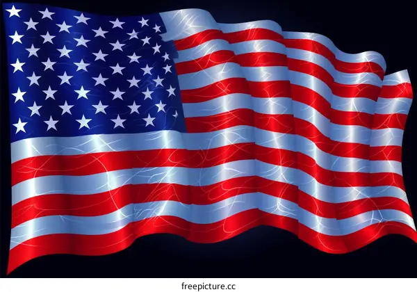 Waving American Flag With Grunge Texture