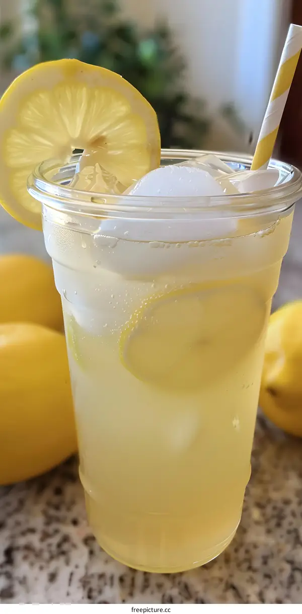 Refreshing Iced Lemonade with Lemon Slice