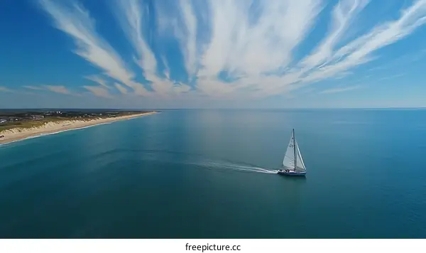Vast Ocean Serenity with Sailing Vessel