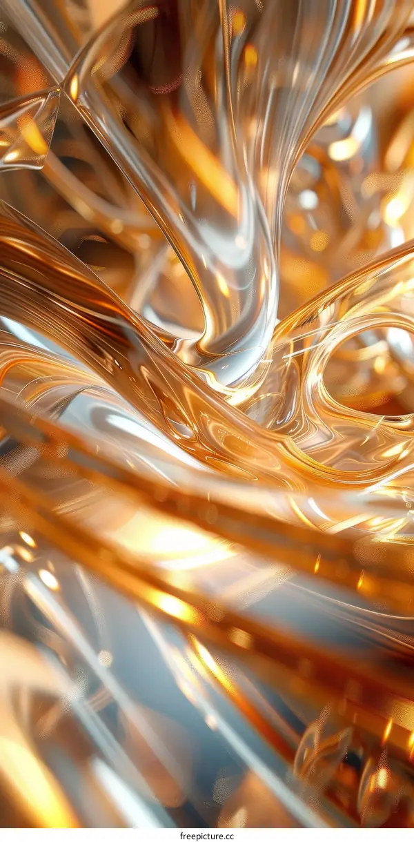 3D Render of a Golden and Silver Surface Twisting