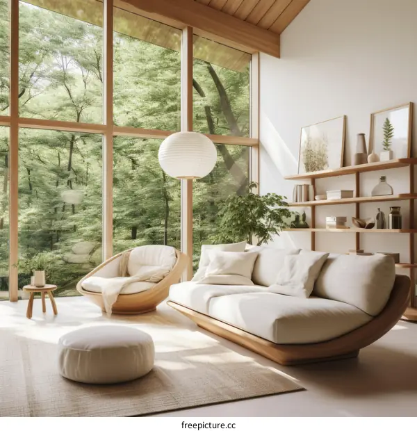 Minimalist Living Room with Large Windows and Natural Light