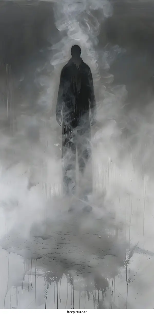 Abstract Painting of a Man in Smoke