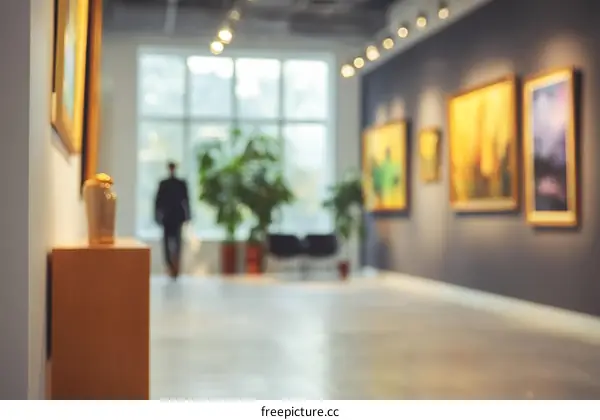 Modern Art Gallery Interior with a Person