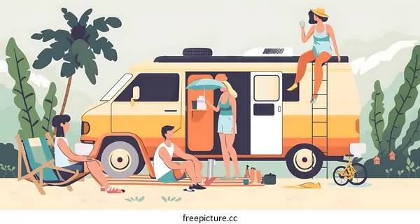 Summer Vacation with Friends in a Camper Van