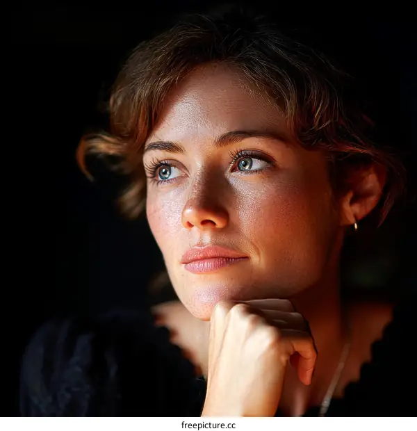 Close Up Portrait of a Woman Contemplating