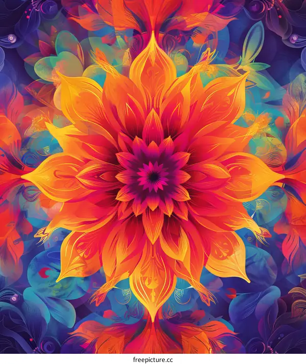 Vibrant and colorful floral mandala