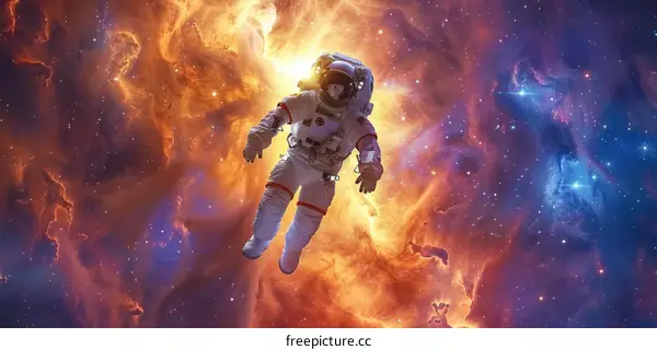 Astronaut in a spacesuit floating in the vastness of space