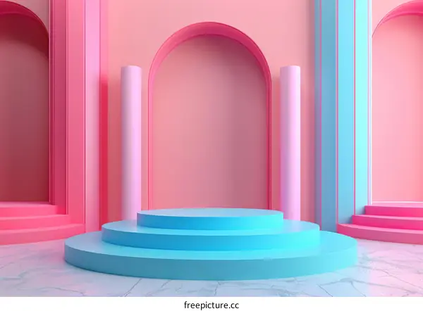 Pastel Pink and Blue Geometric Display Stand