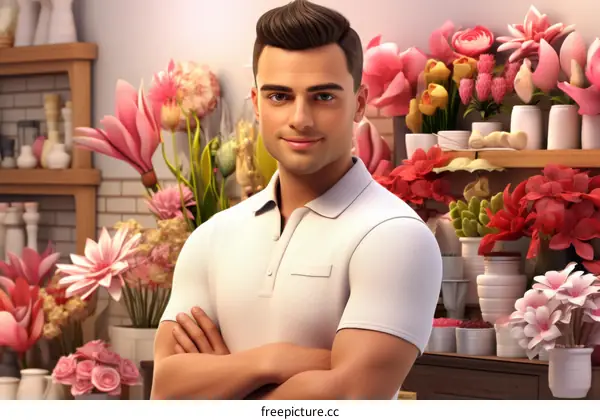 Florist Arranges Flowers in a Flower Shop