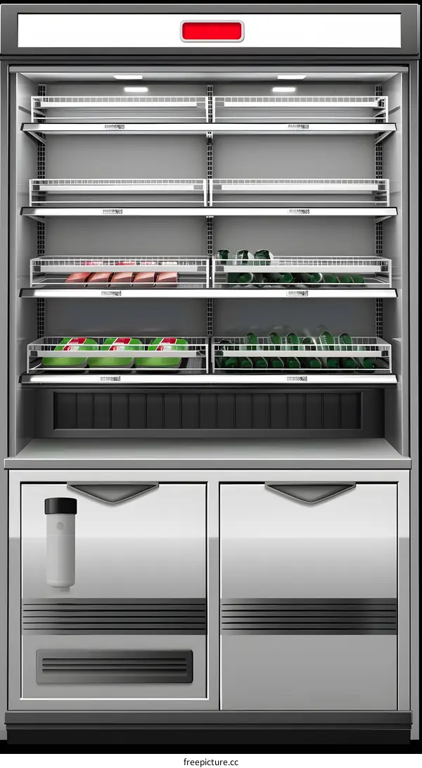 Empty Open Display Cooler With Shelves