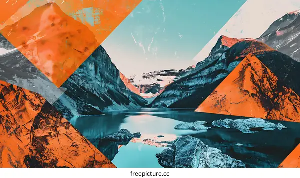 Abstract Mountain Landscape with Geometric Shapes