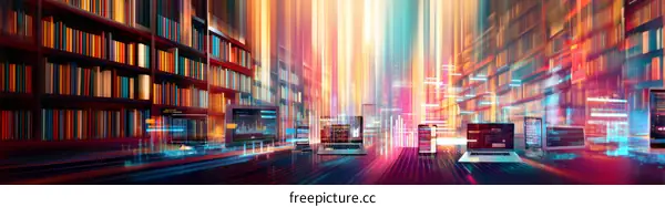 Digital Library Futuristic Illustration