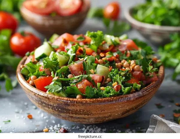 Refreshing Lentil Salad with Tomatoes, Cucumber and Parsley