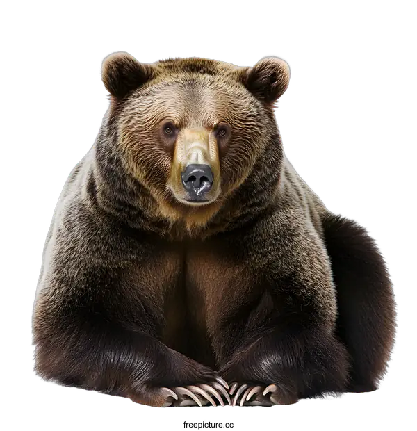 [Transparent Background PNG]Brown Bear Sitting On White Background