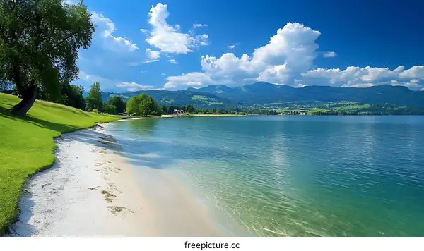 Beautiful Lakeside Scenery on a Sunny Day