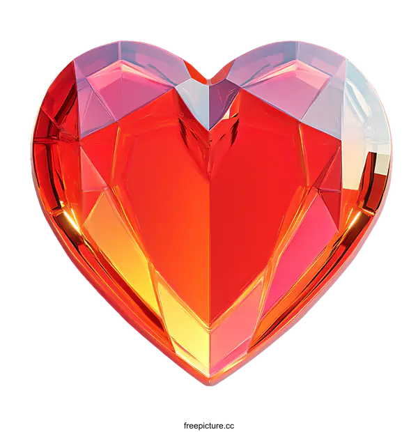 [Transparent Background PNG]Colorful Geometric Heart Shape Illustration