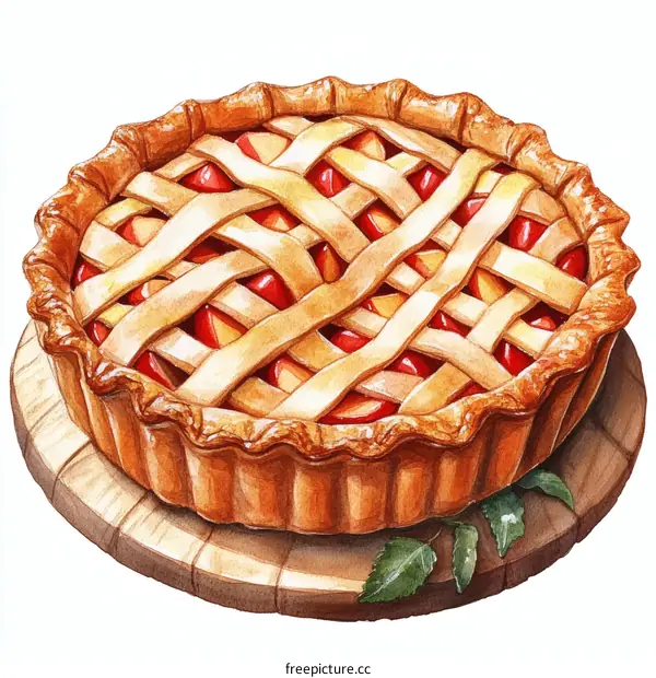 Delicious Watercolor Apple Pie Illustration